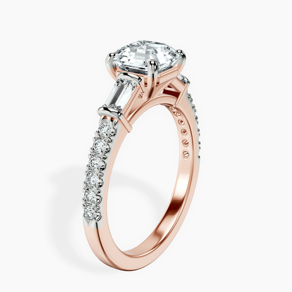 14kt Rose Gold Opalina Charm Side Stone Lab Diamond Ring standing product image one