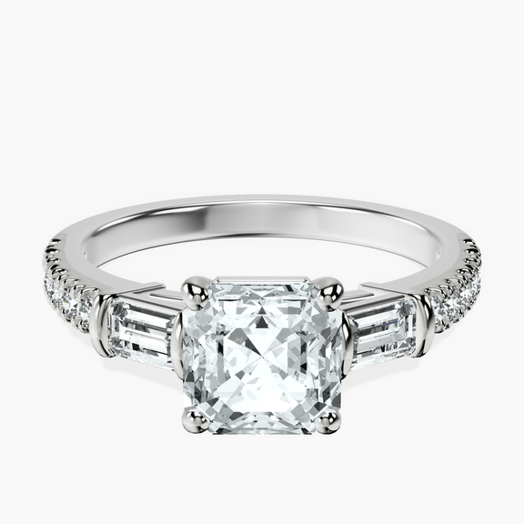10kt White Gold Opalina Charm Side Stone Lab Diamond Ring front image