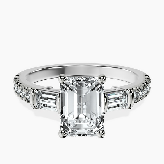 10kt White Gold Opalina Charm Side Stone Lab Diamond Ring front image