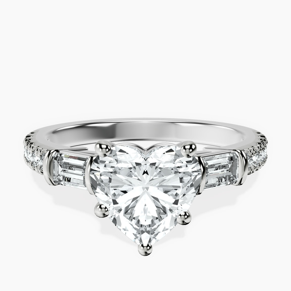 18kt White Gold Opalina Charm Side Stone Lab Diamond Ring front image