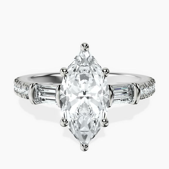 Platinum Opalina Charm Side Stone Lab Diamond Ring front image