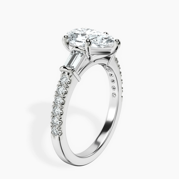 14kt White Gold Opalina Charm Side Stone Lab Diamond Ring standing product image one
