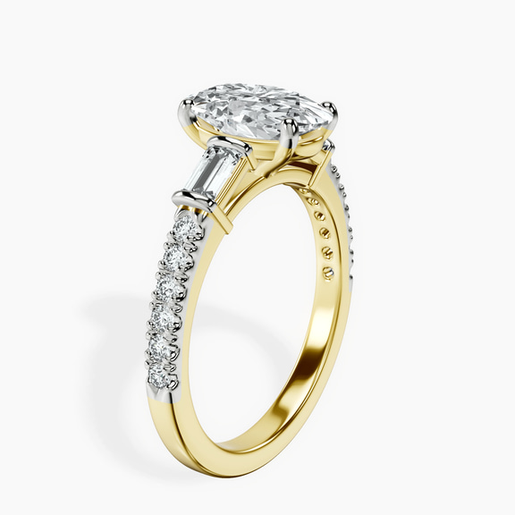 10kt Yellow Gold Opalina Charm Side Stone Lab Diamond Ring standing product image one