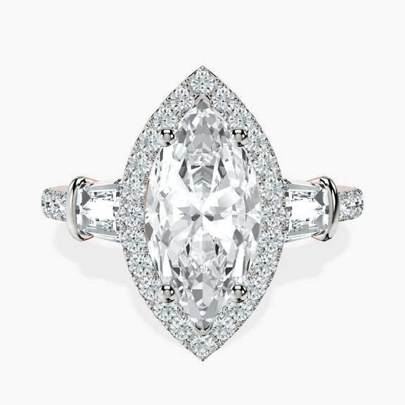18ct Rose Gold Liora Cascade Halo Lab Diamond Ring front image