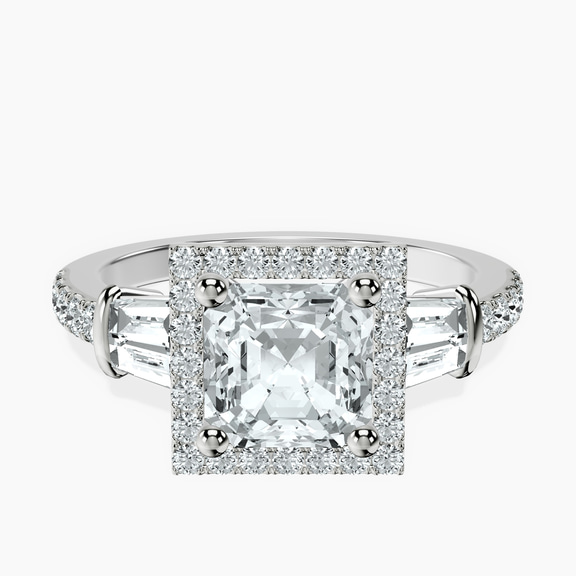 Platinum Liora Cascade Halo Lab Diamond Ring front image