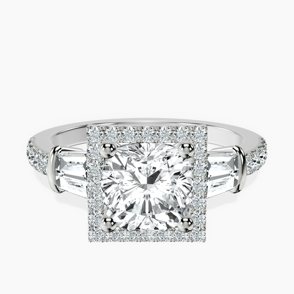 14ct White Gold Liora Cascade Halo Lab Diamond Ring front image