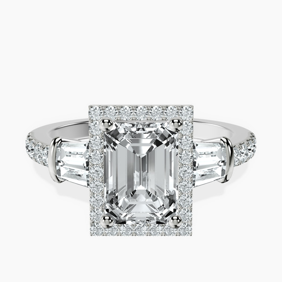 14ct White Gold Liora Cascade Halo Lab Diamond Ring front image