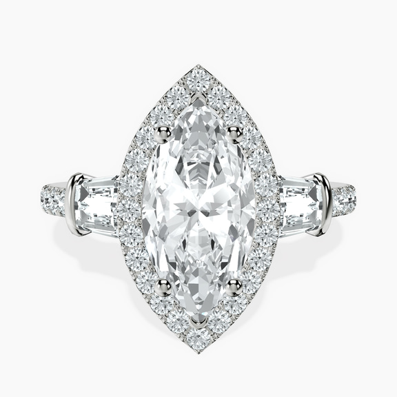 14kt White Gold Liora Cascade Halo Lab Diamond Ring front image