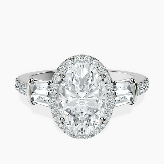 Platinum Liora Cascade Halo Lab Diamond Ring front image