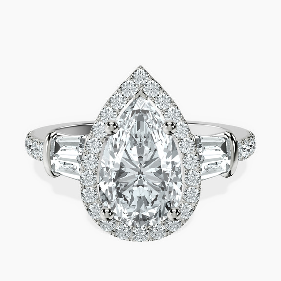 14ct White Gold Liora Cascade Halo Lab Diamond Ring front image