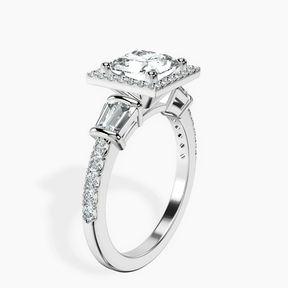 14kt White Gold Liora Cascade Halo Lab Diamond Ring standing product image one