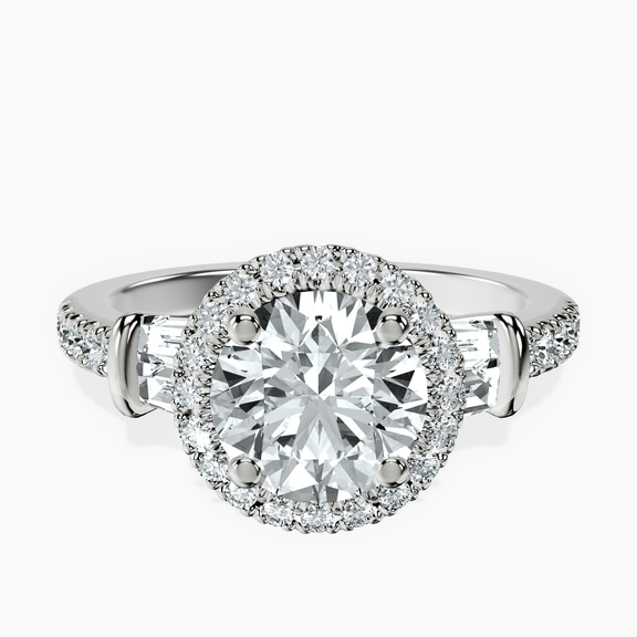 14kt White Gold Liora Cascade Halo Lab Diamond Ring front image