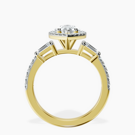 18kt Yellow Gold Liora Cascade Halo Lab Diamond Ring side right image one
