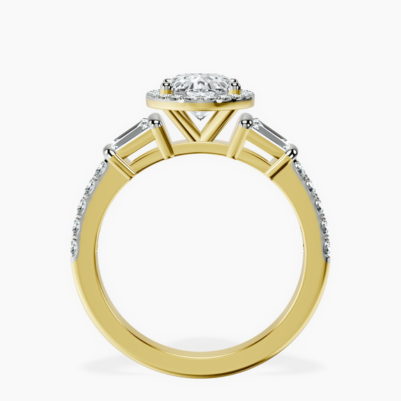 14ct Yellow Gold Liora Cascade Halo Lab Diamond Ring side right image one