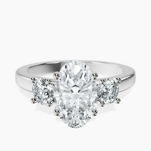 10kt White Gold Evelina Round Three Stone Lab Diamond Ring front image