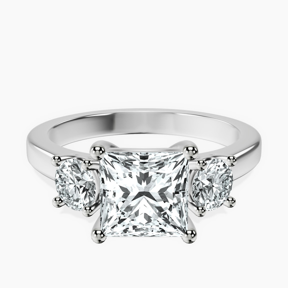 Platinum Evelina Round Three Stone Lab Diamond Ring front image