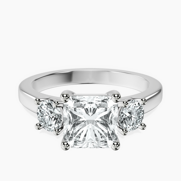 Platinum Evelina Round Three Stone Lab Diamond Ring front image