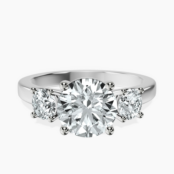 10kt White Gold Evelina Round Three Stone Lab Diamond Ring front image