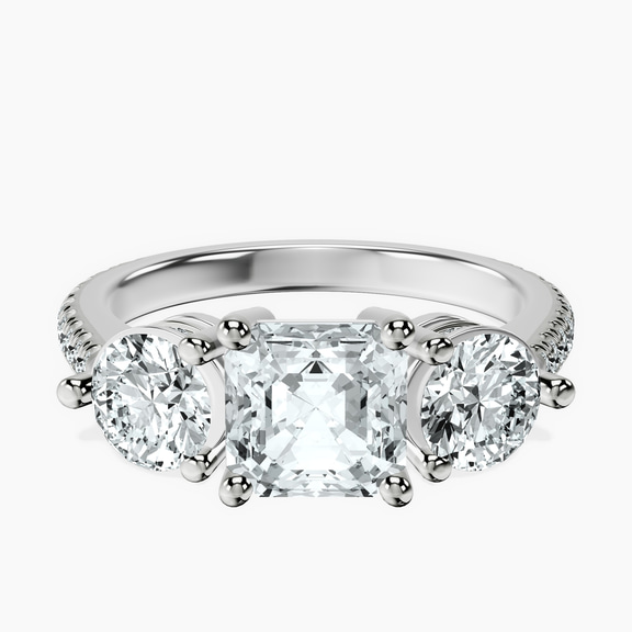 10kt White Gold Artemis Round Three Stone Lab Diamond Ring front image