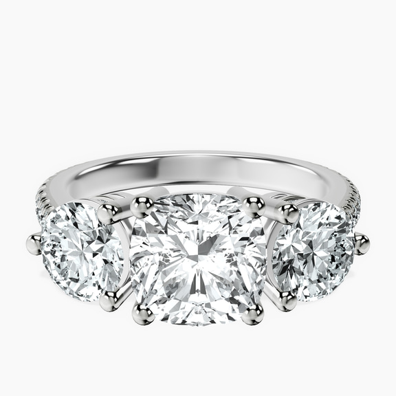 Platinum Artemis Round Three Stone Lab Diamond Ring front image