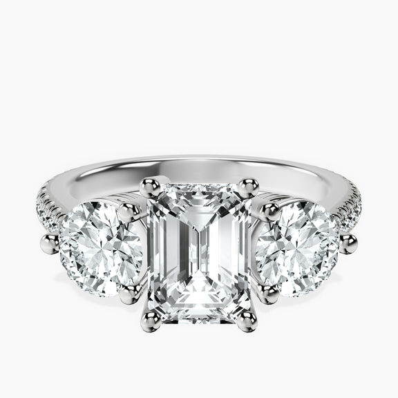 10kt White Gold Artemis Round Three Stone Lab Diamond Ring front image