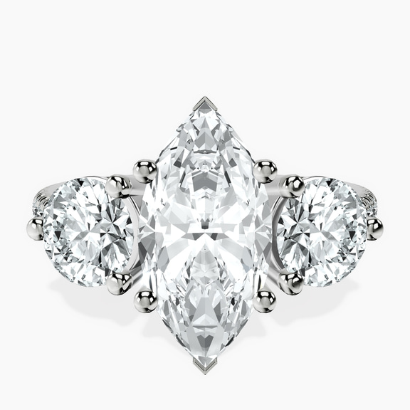 10kt White Gold Artemis Round Three Stone Lab Diamond Ring front image