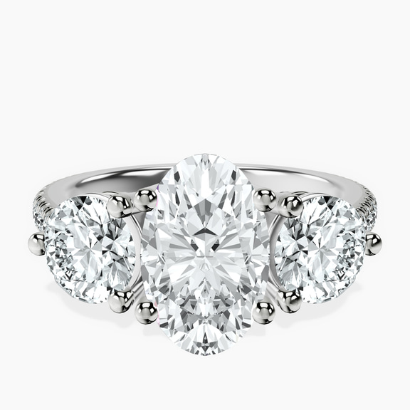 10kt White Gold Artemis Round Three Stone Lab Diamond Ring front image