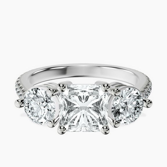 10kt White Gold Artemis Round Three Stone Lab Diamond Ring front image