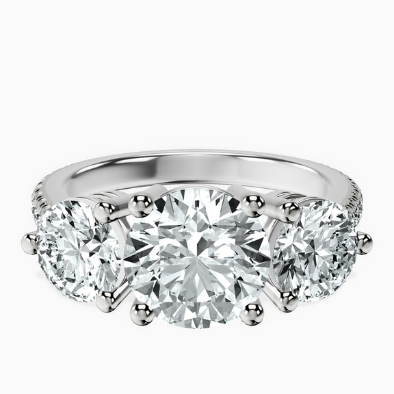 Platinum Artemis Round Three Stone Lab Diamond Ring front image