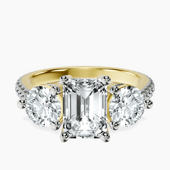 14kt Yellow Gold Artemis Round Three Stone Lab Diamond Ring front image