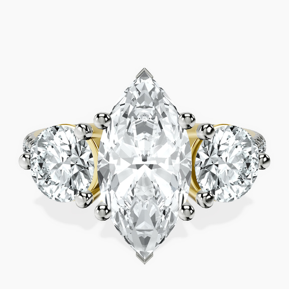 10kt Yellow Gold Artemis Round Three Stone Lab Diamond Ring front image
