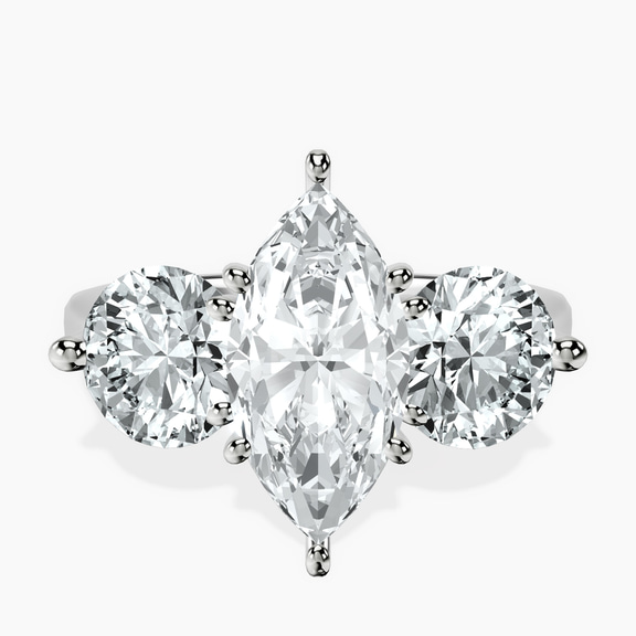 Platinum Estella Round Three Stone Lab Diamond Ring front image