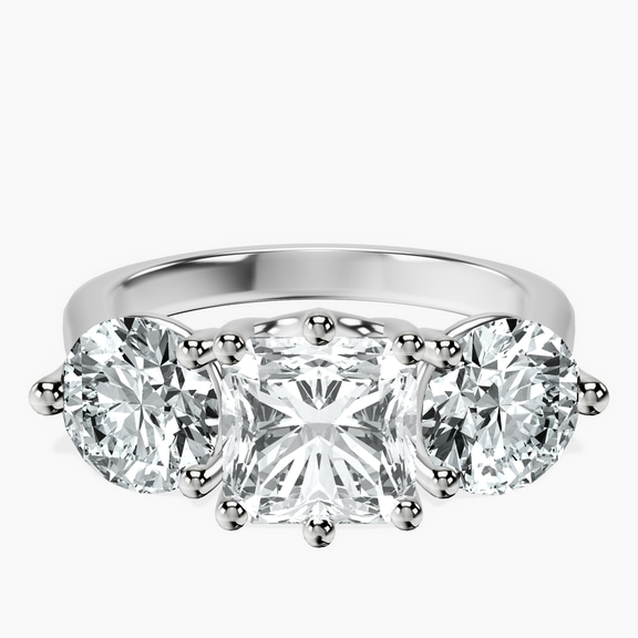 10kt White Gold Estella Round Three Stone Lab Diamond Ring front image