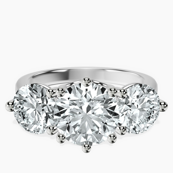 Platinum Estella Round Three Stone Lab Diamond Ring front image