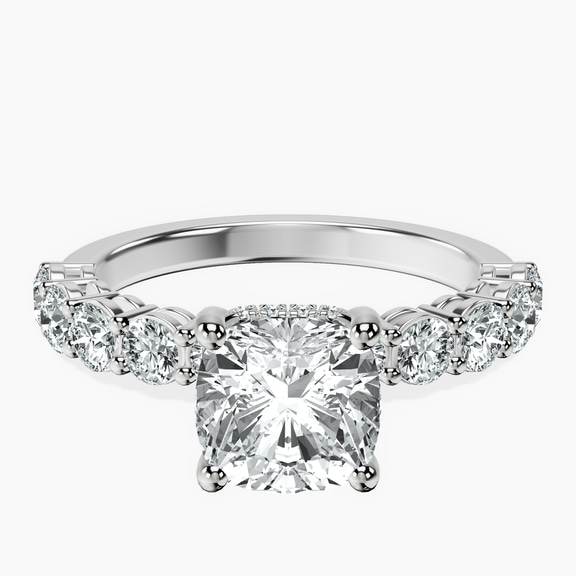 14ct White Gold Elinor Side Round Lab Diamond Ring front image