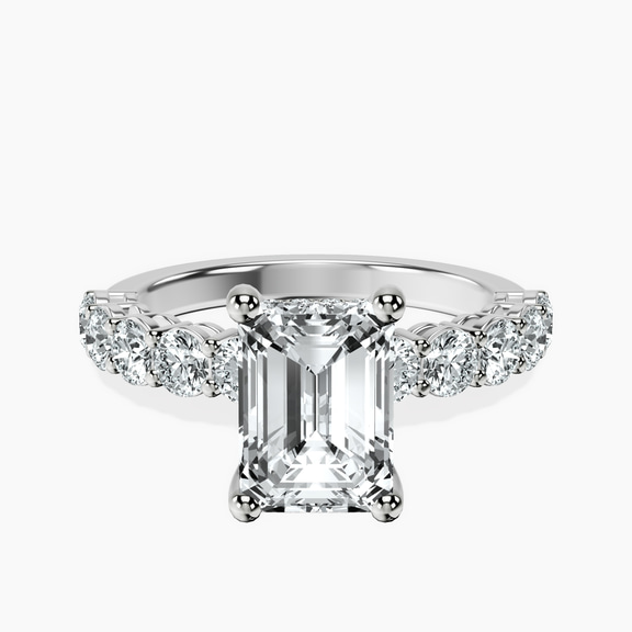 9ct White Gold Elinor Side Round Lab Diamond Ring front image