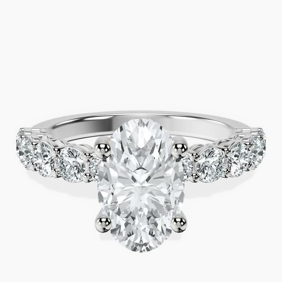 14ct White Gold Elinor Side Round Lab Diamond Ring front image
