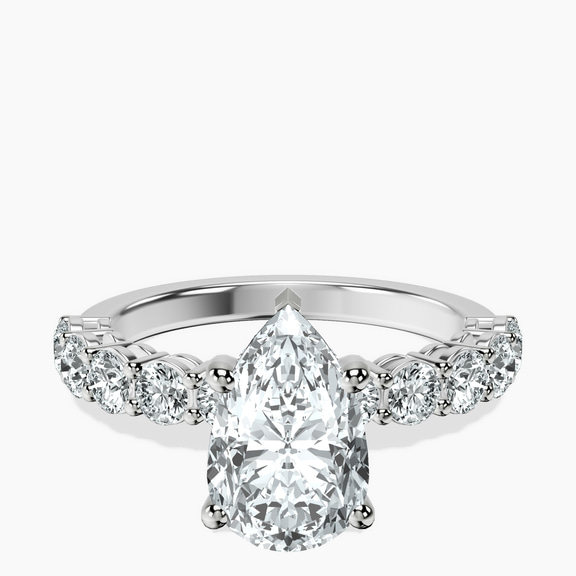 9ct White Gold Elinor Side Round Lab Diamond Ring front image
