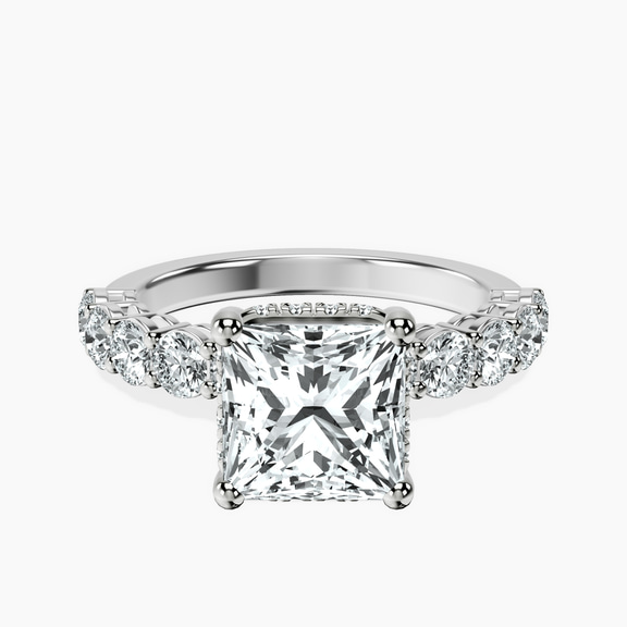 14ct White Gold Elinor Side Round Lab Diamond Ring front image