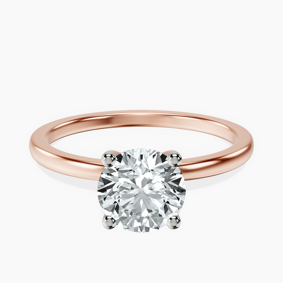 14kt Rose Gold Four Prong Solitaire 1.5mm Lab Diamond Ring front image