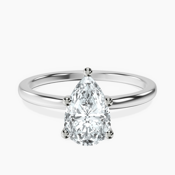 18kt White Gold Four Prong Solitaire 1.5mm Lab Diamond Ring front image