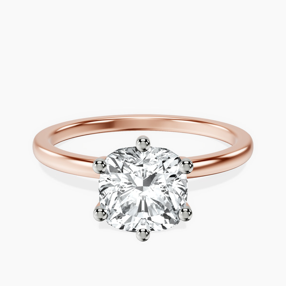 14kt Rose Gold Six Prong Solitaire 1.5mm Lab Diamond Ring front image