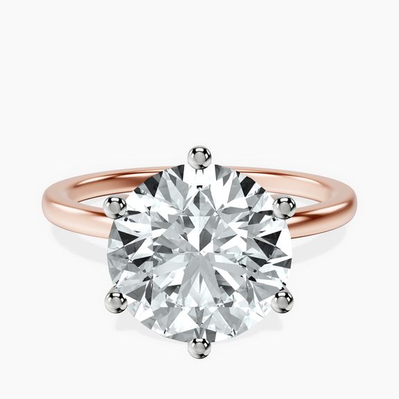 10kt Rose Gold Six Prong Solitaire 1.5mm Lab Diamond Ring front image