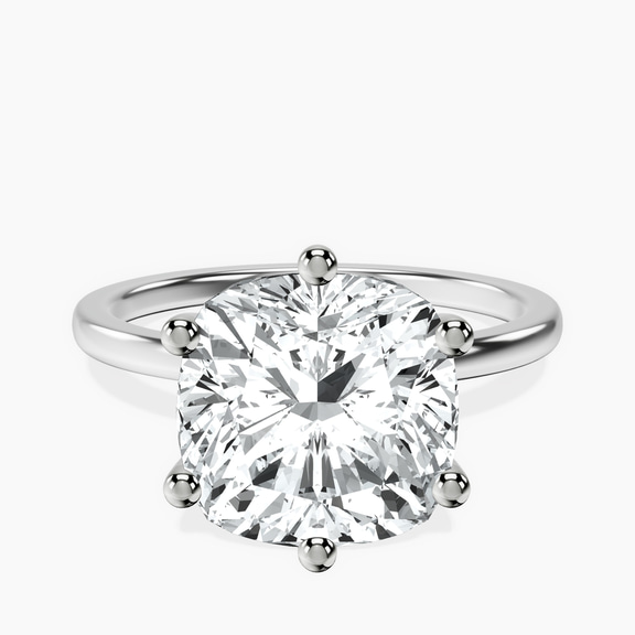 14kt White Gold Six Prong Solitaire 1.5mm Lab Diamond Ring front image