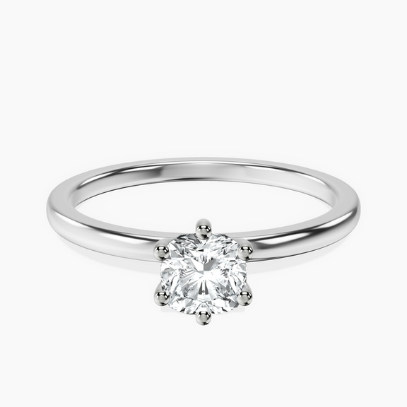 10kt White Gold Six Prong Solitaire 1.5mm Lab Diamond Ring front image
