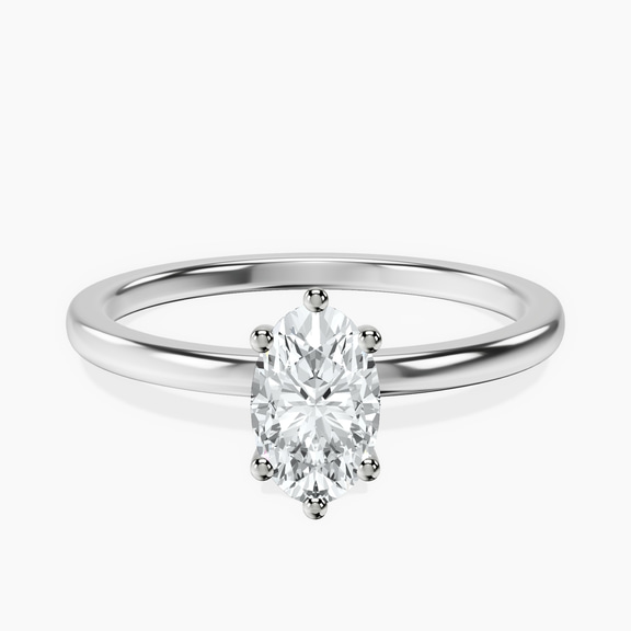 10kt White Gold Six Prong Solitaire 1.5mm Lab Diamond Ring front image