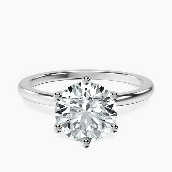14kt White Gold Six Prong Solitaire 1.5mm Lab Diamond Ring front image