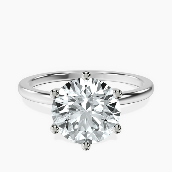 14kt White Gold Six Prong Solitaire 1.5mm Lab Diamond Ring front image
