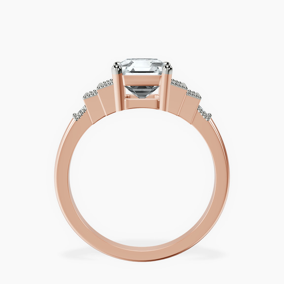 9ct Rose Gold Joy Tapering Side Stone Lab Diamond Ring side right image one