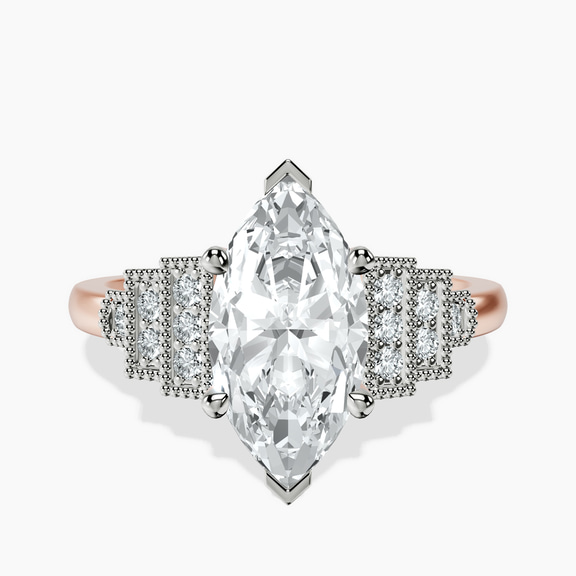 9ct Rose Gold Joy Tapering Side Stone Lab Diamond Ring front image